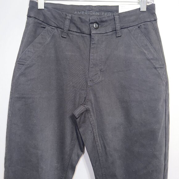 American Eagle NWT Super High Rise Straight 2/26W Black Stretch - Picture 3 of 7